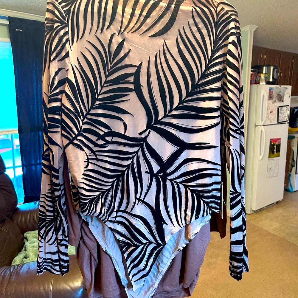 Love Black And Cream Tropical Leaf Bodysuit